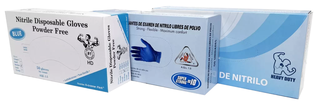 Guantes de nitrilo azul calibre 10 y 12